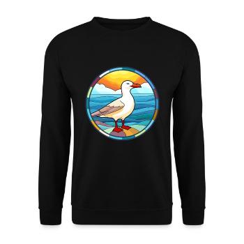 Möwe Buntes Glas Bunte Karikatur Kawaii Anim - Unisex Pullover - Schwarz - Vorne - Alina (178cm) & Michal (187cm)