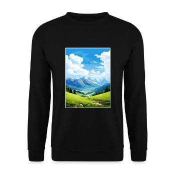 Reiseplakat des Pyrenäen-Nationalparks in Frankreich - Unisex Pullover - Schwarz - Vorne - Alina (178cm) & Michal (187cm)