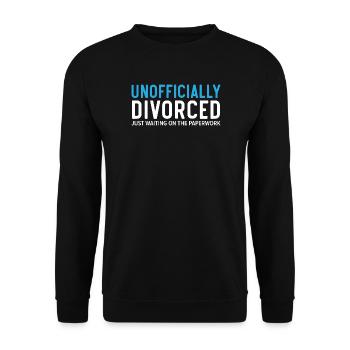 Inoffiziell geschieden Nur der Papierkram wartet - Unisex Pullover - Schwarz - Vorne - Alina (178cm) & Michal (187cm)