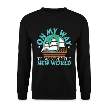 Auf dem Weg zur Entdeckung der Neuen Welt Kolumbus - Unisex Pullover - Schwarz - Vorne - Alina (178cm) & Michal (187cm)