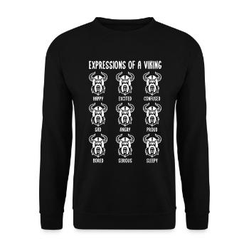 Island Wikinger Emotionen Iceland Norwegen - Unisex Pullover - Schwarz - Vorne - Alina (178cm) & Michal (187cm)