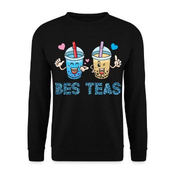 Bes Teas Blasentee Boba Tea - Unisex Pullover - Schwarz - Vorne - Alina (178cm) & Michal (187cm)