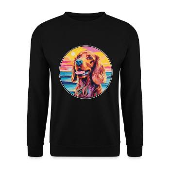 Irischer Setter Hund Rasse Buntes Karikatur Aquarell - Unisex Pullover - Schwarz - Vorne - Alina (178cm) & Michal (187cm)