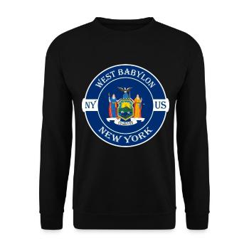 West Babylon New York Flagge USA Souvenir Abzeichen - Unisex Pullover - Schwarz - Vorne - Alina (178cm) & Michal (187cm)