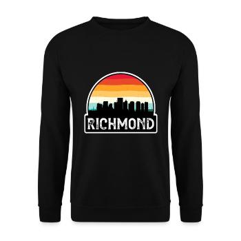 Richmond Virginia USA Flagge Skyline Reisesouvenir - Unisex Pullover - Schwarz - Vorne - Alina (178cm) & Michal (187cm)