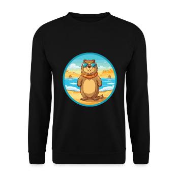 Gopher Aquarell Cartoon Kawaii Clipart Tier - Unisex Pullover - Schwarz - Vorne - Alina (178cm) & Michal (187cm)