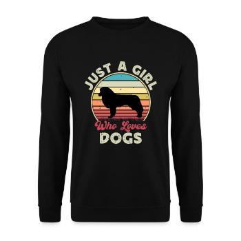 Englischer Schäferhund Lover Silhouette Retro Sunset - Unisex Pullover - Schwarz - Vorne - Alina (178cm) & Michal (187cm)