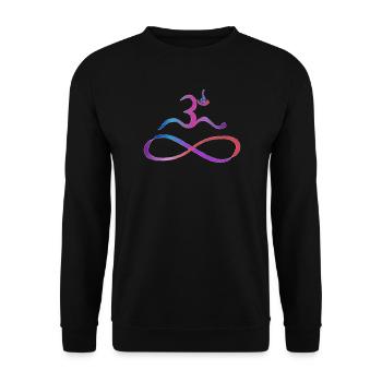 Aum mit Lemniskate helle Kontur - Unisex Pullover - Schwarz - Vorne - Alina (178cm) & Michal (187cm)