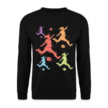 Fußballspielerin Fußball Kinder Fußballerin - Unisex Pullover - Schwarz - Vorne - Alina (178cm) & Michal (187cm)