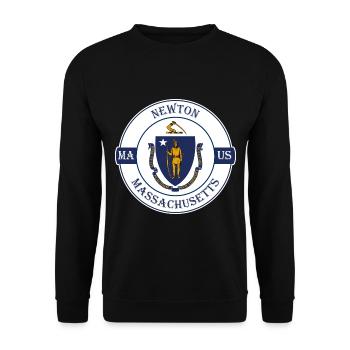 Newton Massachusetts Flagge USA Souvenir Abzeichen - Unisex Pullover - Schwarz - Vorne - Alina (178cm) & Michal (187cm)