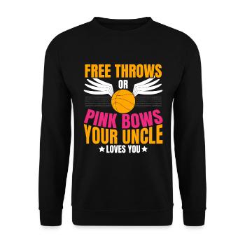 Freiwürfe oder rosa Schleifen Dein Onkel liebt dic - Unisex Pullover - Schwarz - Vorne - Alina (178cm) & Michal (187cm)