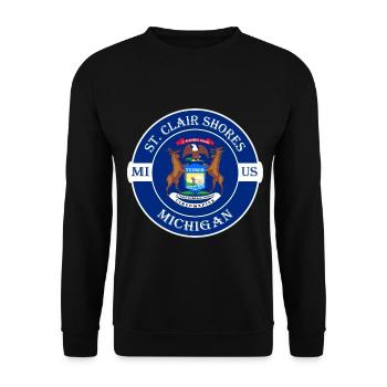 St. Clair Shores Michigan Flagge USA Reisesouvenir - Unisex Pullover - Schwarz - Vorne - Alina (178cm) & Michal (187cm)