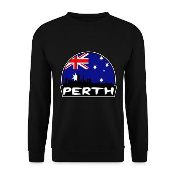 Perth Australien Flagge Skyline Silhouette Reisen - Unisex Pullover - Schwarz - Vorne - Alina (178cm) & Michal (187cm)