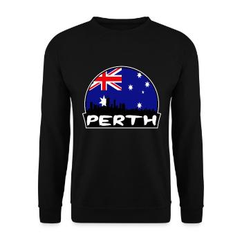 Perth Australien Flagge Skyline Silhouette Reisen - Unisex Pullover - Schwarz - Vorne - Alina (178cm) & Michal (187cm)