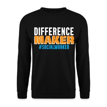 Difference Maker Sozialarbeiter Job Soziale Wohlfa - Unisex Pullover - Schwarz - Vorne - Alina (178cm) & Michal (187cm)