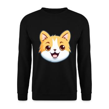 Bambino Katze Cartoon Aquarell Illustration - Unisex Pullover - Schwarz - Vorne - Alina (178cm) & Michal (187cm)