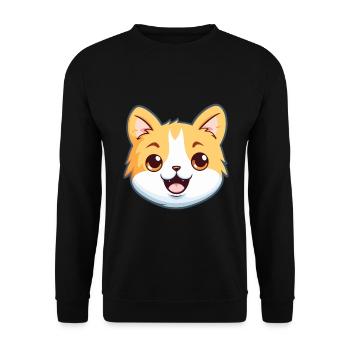 Bambino Katze Cartoon Aquarell Illustration - Unisex Pullover - Schwarz - Vorne - Alina (178cm) & Michal (187cm)