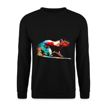 Pfiffige Ratte Großstadtbewohner - Unisex Pullover - Schwarz - Vorne - Alina (178cm) & Michal (187cm)
