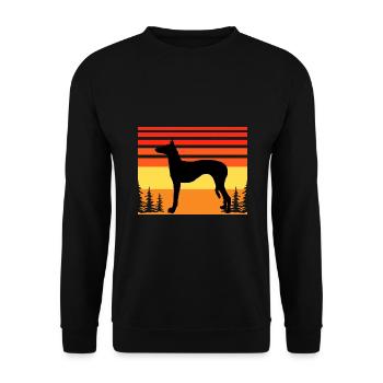 Ibizan Hound Dog Lover Silhouette Vintage Sonnenuntergang - Unisex Pullover - Schwarz - Vorne - Alina (178cm) & Michal (187cm)