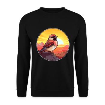 Sperling Buntes Aquarell Cartoon Kawaii Tier - Unisex Pullover - Schwarz - Vorne - Alina (178cm) & Michal (187cm)