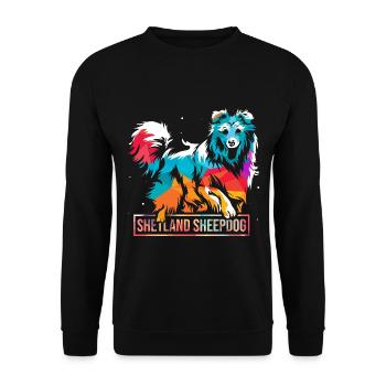 Wachsamer Sheltie Hütehundprofi - Unisex Pullover - Schwarz - Vorne - Alina (178cm) & Michal (187cm)