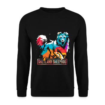 Wachsamer Sheltie Hütehundprofi - Unisex Pullover - Schwarz - Vorne - Alina (178cm) & Michal (187cm)
