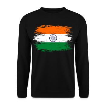 Indien Flagge used look - Unisex Pullover - Schwarz - Vorne - Alina (178cm) & Michal (187cm)