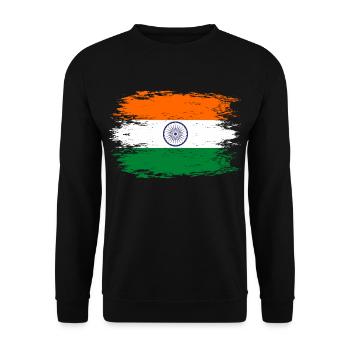 Indien Flagge used look - Unisex Pullover - Schwarz - Vorne - Alina (178cm) & Michal (187cm)