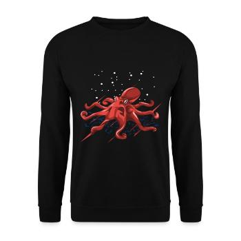 Geheimnisvoller Oktopus Tiefsee - Unisex Pullover - Schwarz - Vorne - Alina (178cm) & Michal (187cm)
