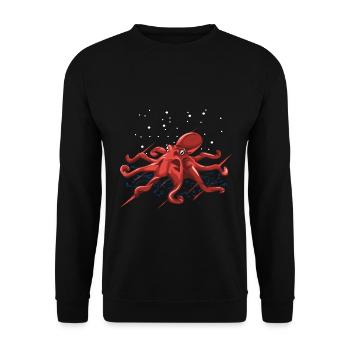 Geheimnisvoller Oktopus Tiefsee - Unisex Pullover - Schwarz - Vorne - Alina (178cm) & Michal (187cm)