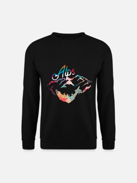 Kantiges Alpenpanorama Wanderweg - Unisex Pullover - Schwarz
