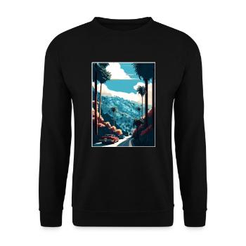 Hollywood California Hills Vintage Reiseposter - Unisex Pullover - Schwarz - Vorne - Alina (178cm) & Michal (187cm)
