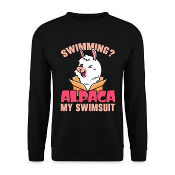 Schwimmen Alpaka Mein Badeanzug Llama Lover Schwim - Unisex Pullover - Schwarz - Vorne - Alina (178cm) & Michal (187cm)