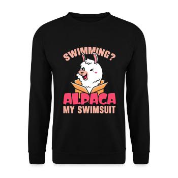 Schwimmen Alpaka Mein Badeanzug Llama Lover Schwim - Unisex Pullover - Schwarz - Vorne - Alina (178cm) & Michal (187cm)