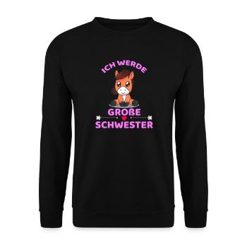 Ich Werde Große Schwester Pony - Unisex Pullover - Schwarz - Vorne - Alina (178cm) & Michal (187cm)