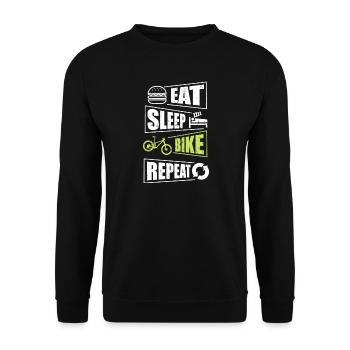 EAT SLEEP BIKE REPEAT - Unisex Pullover - Schwarz - Vorne - Alina (178cm) & Michal (187cm)