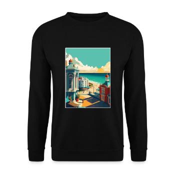 Brighton Pier Seascape Uk Vintage Reiseposter - Unisex Pullover - Schwarz - Vorne - Alina (178cm) & Michal (187cm)