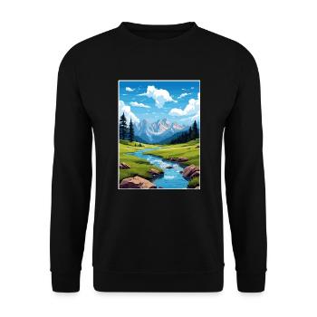 Nationalpark Aiguestortes Estany de Sant Maurici - Unisex Pullover - Schwarz - Vorne - Alina (178cm) & Michal (187cm)