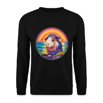 Meerschweinchen Buntes Aquarell Cartoon Kawaii Haustier - Unisex Pullover - Schwarz - Vorne - Alina (178cm) & Michal (187cm)