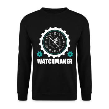 Uhrmacher Uhrenmacher Uhrmachermeister Geschenk - Unisex Pullover - Schwarz - Vorne - Alina (178cm) & Michal (187cm)
