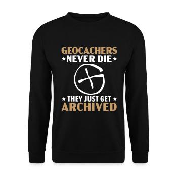 Geocacher sterben nie, sie werden nur archiviert - Unisex Pullover - Schwarz - Vorne - Alina (178cm) & Michal (187cm)