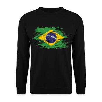 Brasilien Flagge used - Unisex Pullover - Schwarz - Vorne - Alina (178cm) & Michal (187cm)