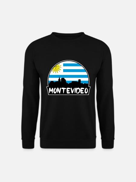 Montevideo Uruguay Flagge Skyline Silhouette Reisen - Unisex Pullover - Schwarz