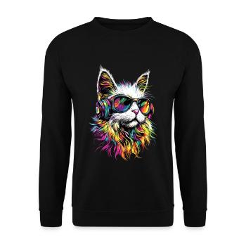 Angora Katze Weiße Angorakatze Süße Angora Katzen - Unisex Pullover - Schwarz - Vorne - Alina (178cm) & Michal (187cm)