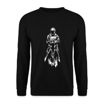 Spannendes Ausdauerreiten Langstrecke - Unisex Pullover - Schwarz - Vorne - Alina (178cm) & Michal (187cm)