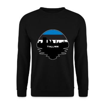 Tallinn Estland Flagge Skyline Silhouette Reisen - Unisex Pullover - Schwarz - Vorne - Alina (178cm) & Michal (187cm)