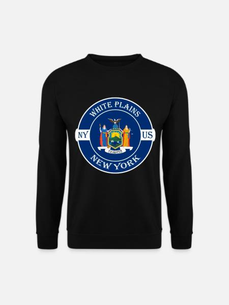 White Plains New York Flagge USA Souvenir Abzeichen - Unisex Pullover - Schwarz