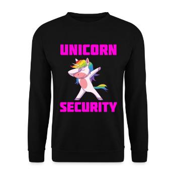 Unicorn Security Funny - Unisex Pullover - Schwarz - Vorne - Alina (178cm) & Michal (187cm)