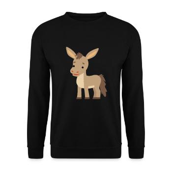 Esel Niedlich Glücklich Kawaii Cartoon Clipart Tier - Unisex Pullover - Schwarz - Vorne - Alina (178cm) & Michal (187cm)