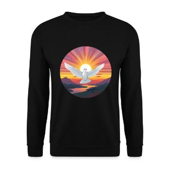Taube buntes Aquarell Cartoon Kawaii Tier - Unisex Pullover - Schwarz - Vorne - Alina (178cm) & Michal (187cm)